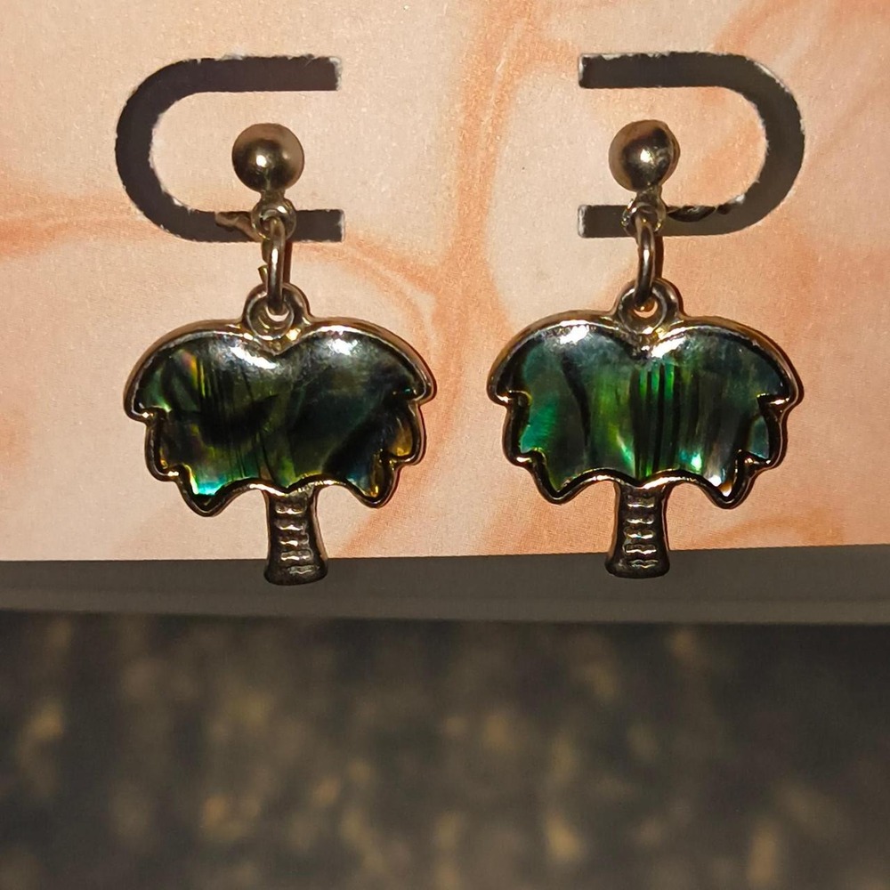 Abalone shell palm tree earrings